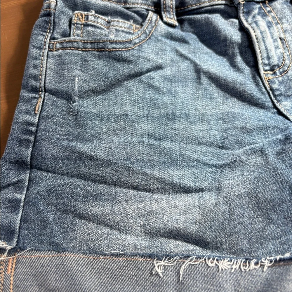 Justice Blue Denim Shorts with Frayed Hem Distressed Summer Beach